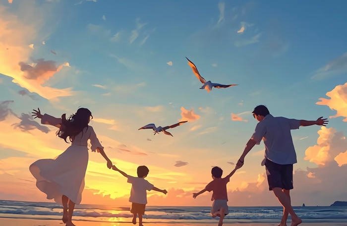 cảnh quây quần anime