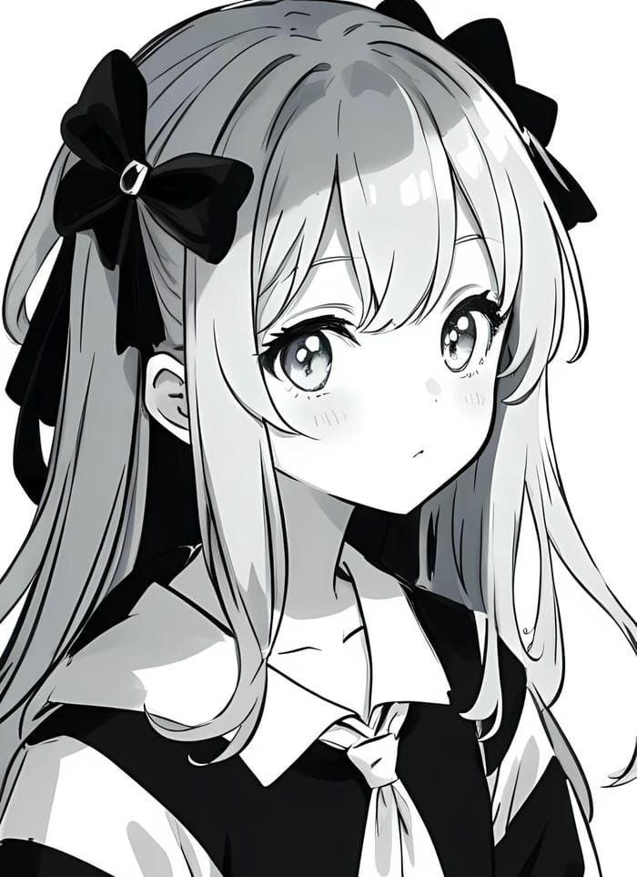 hình anime trắng đen đáng yêu