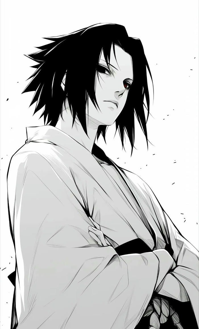 hình anime trắng đen tâm trạng