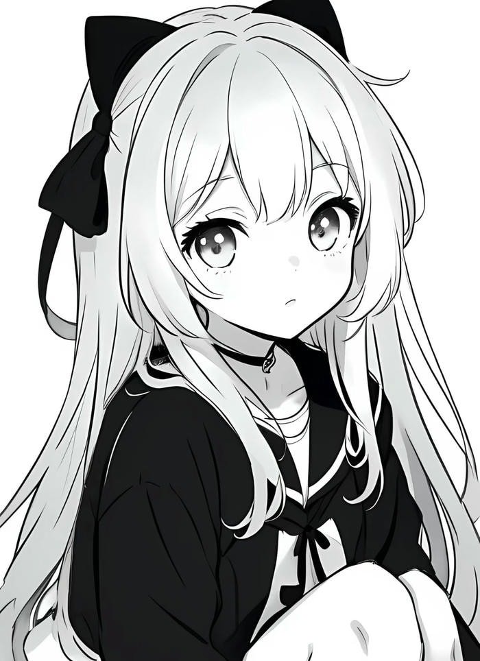 hình anime trắng đen tĩnh lặng