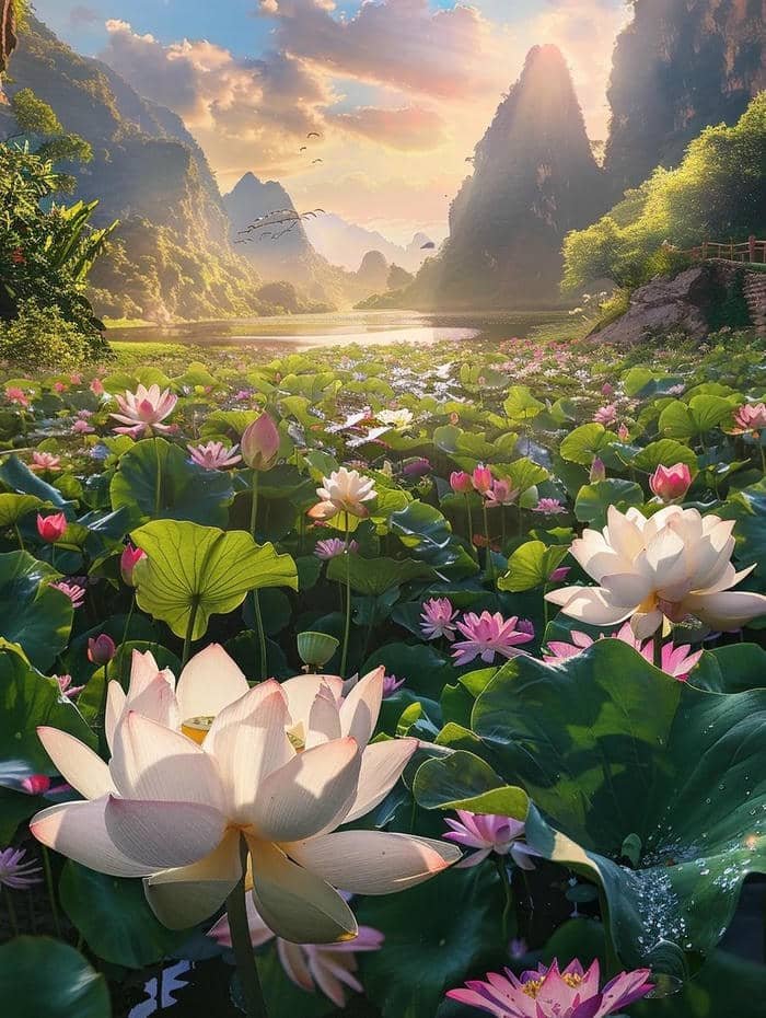 hình nền hoa sen 3d