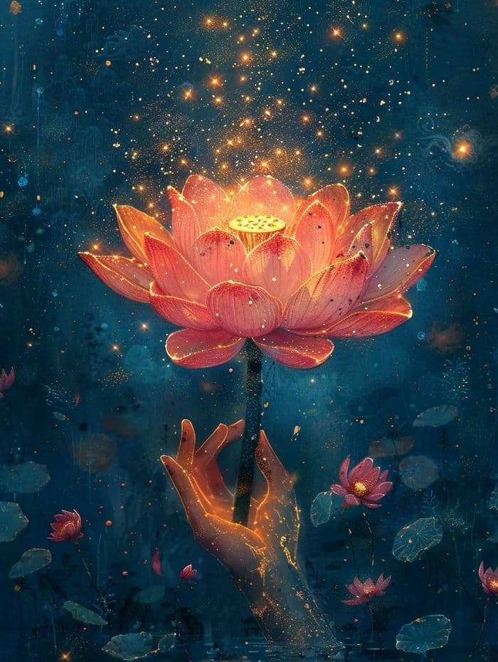 hình nền hoa sen tối giản