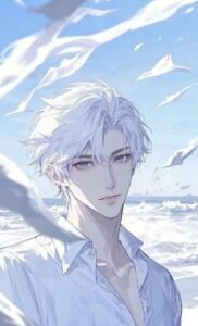 hình trai anime tóc trắng