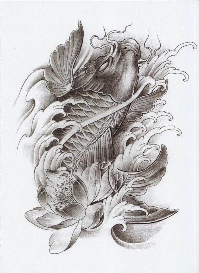 vẽ hình xăm cá chép