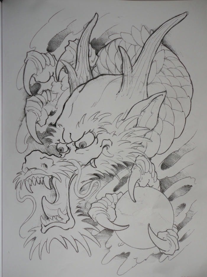 vẽ hình xăm đầu rồng