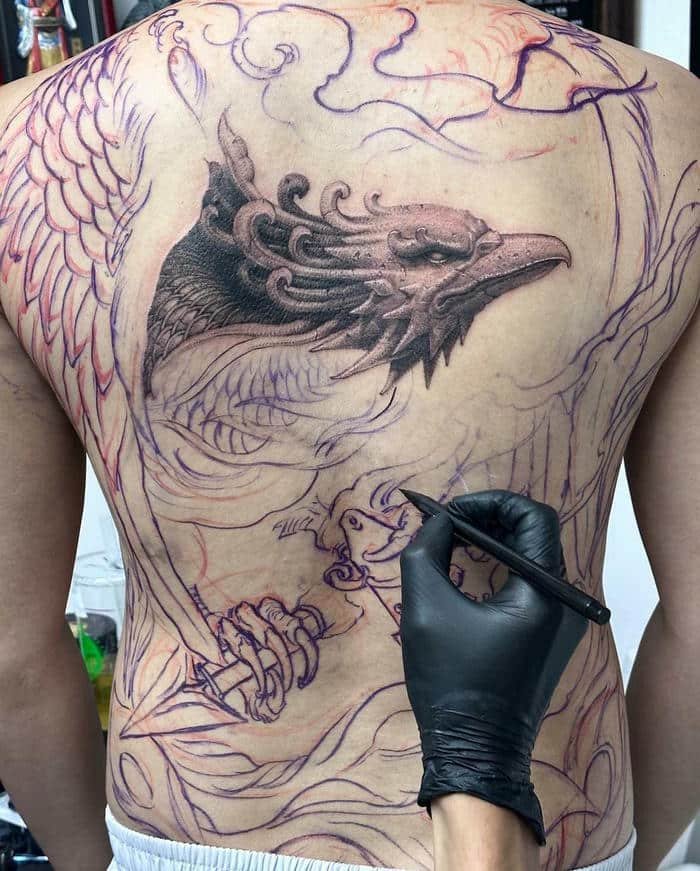 vẽ hình xăm full lưng