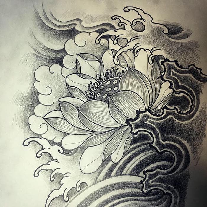 vẽ hình xăm hoa sen đẹp