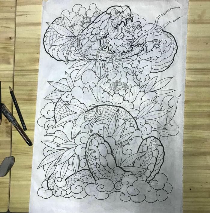 vẽ hình xăm rắn