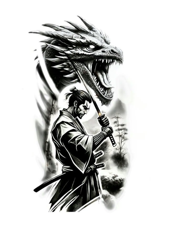 vẽ hình xăm rồng và người