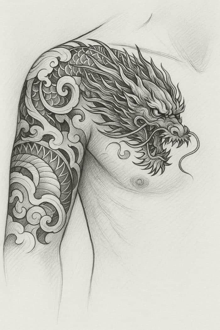 vẽ hình xăm trên vai