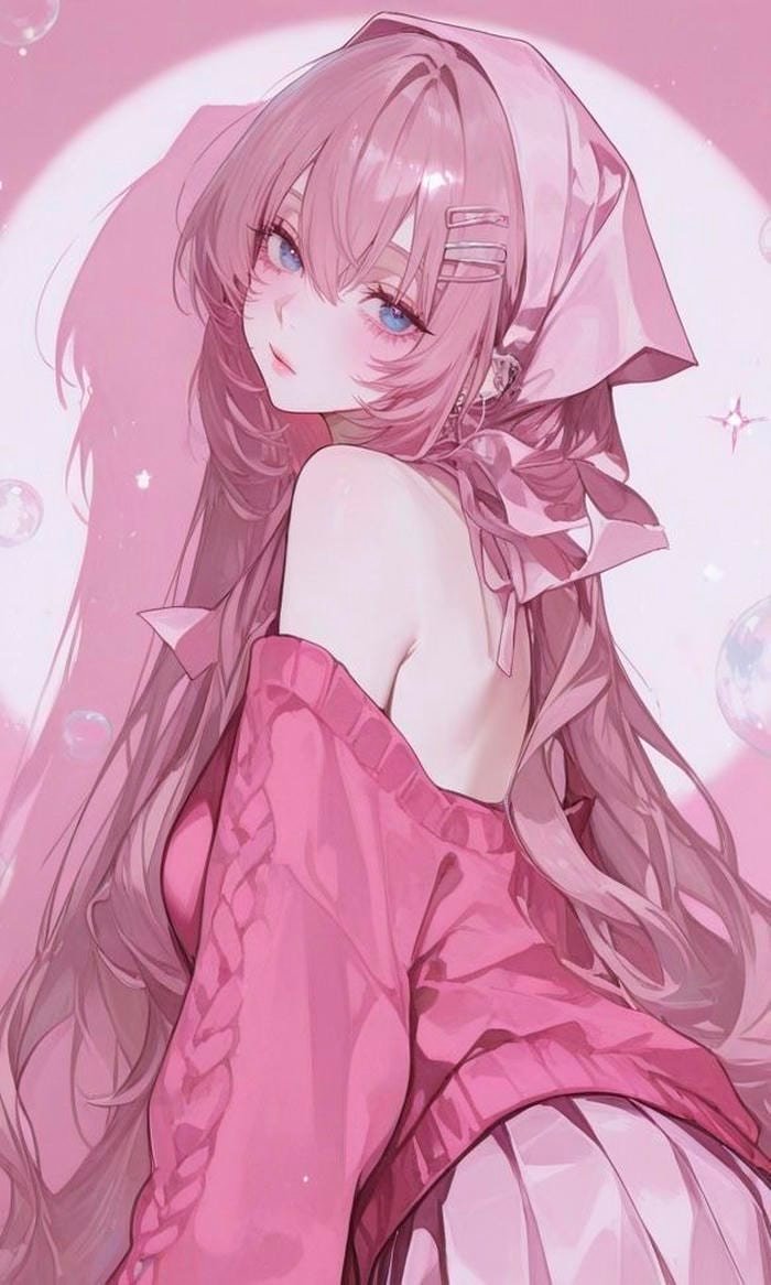 ảnh anime nữ tóc hồng pastel