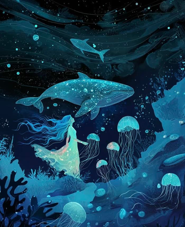 ảnh anime xanh dương nghệ thuật