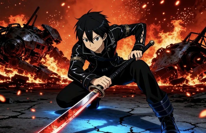 ảnh kirito cầm kiếm