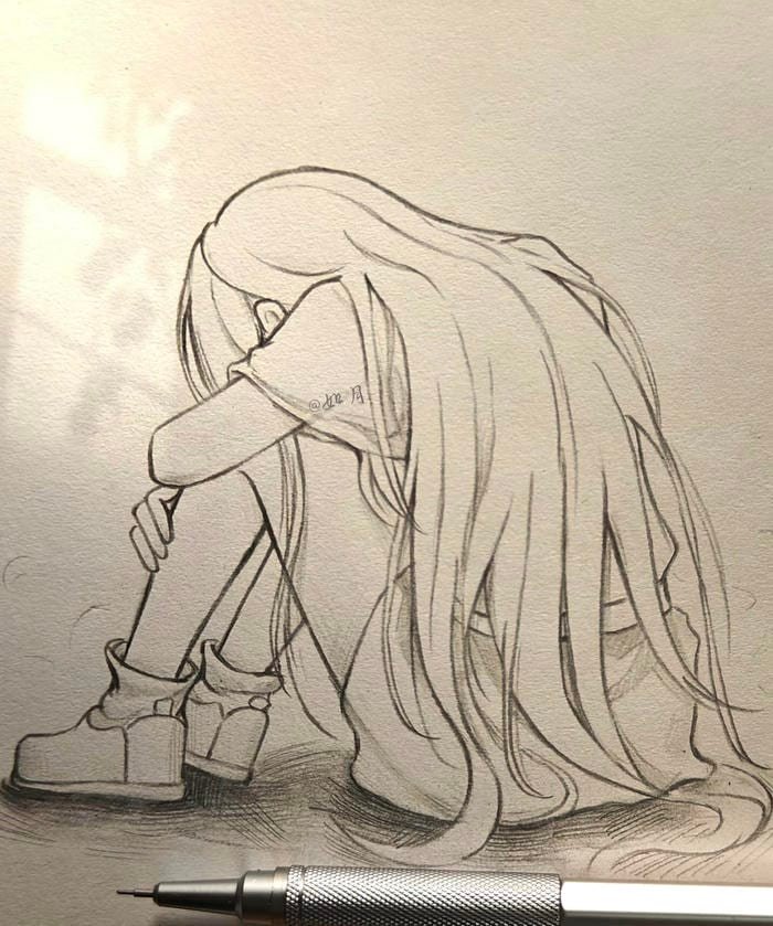 ảnh tả vẻ buồn bã của nhân vật