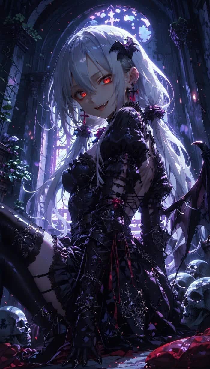 anime ảnh ma cà rồng đêm trong đen