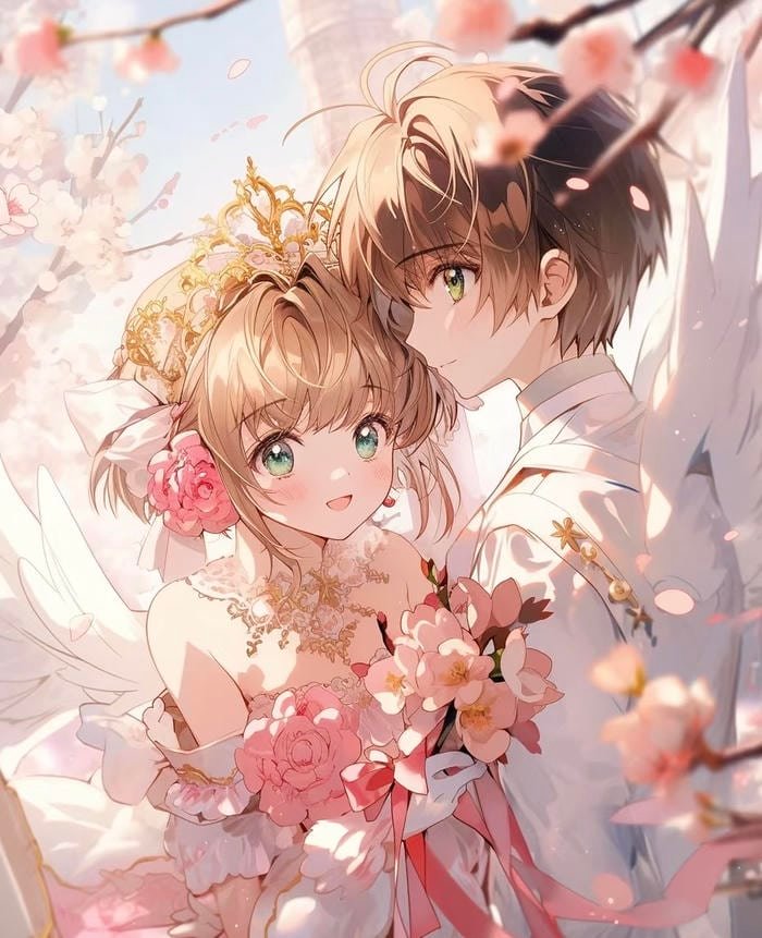 anime couple pose wedding