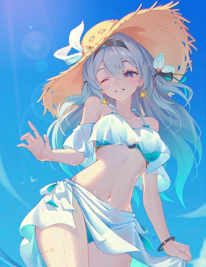 anime girl beach bikini