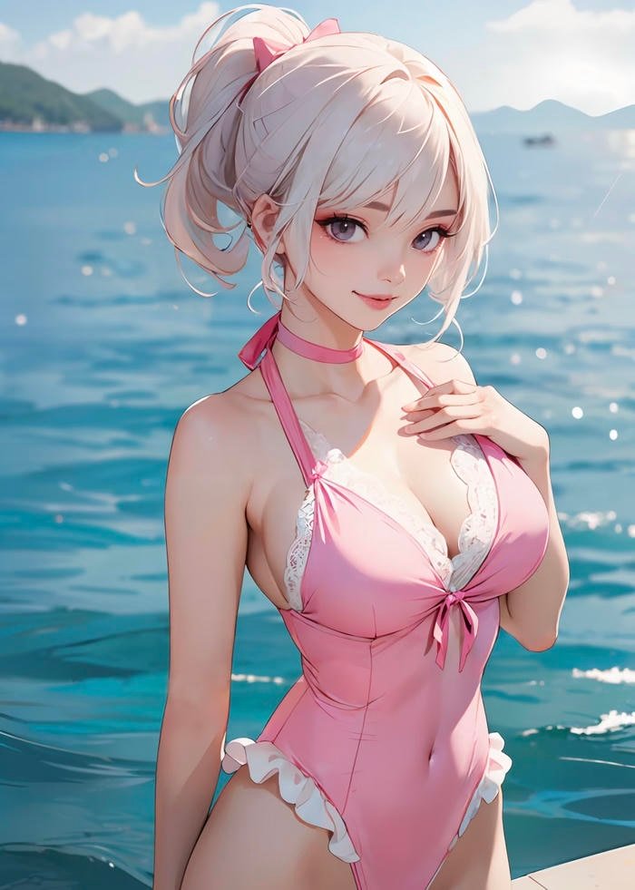 anime girl bikini digital art