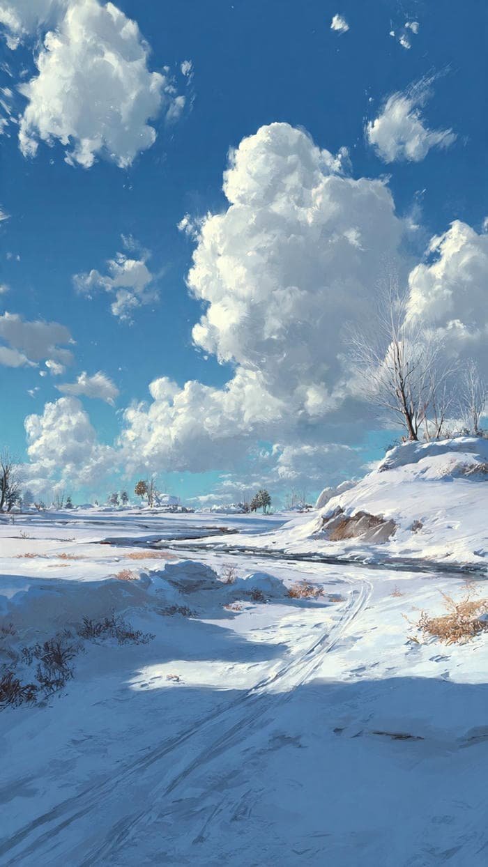 anime girl winter snow