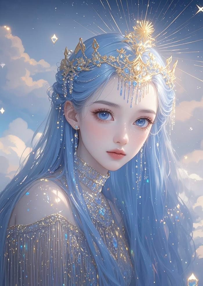 anime màu xanh dương pastel