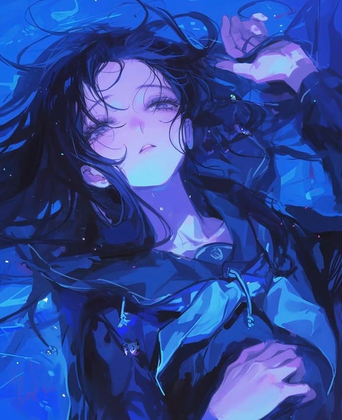 anime nhân vật áo xanh dương