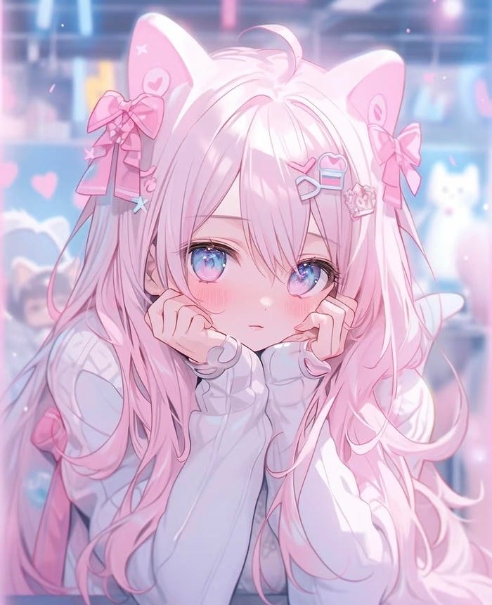 anime pink hair girl