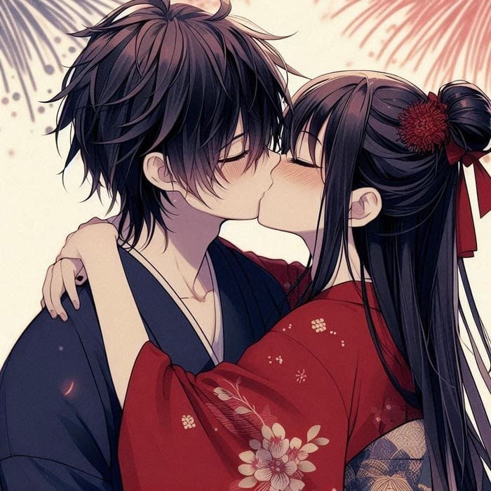 bức ảnh anime hôn lãng mạn