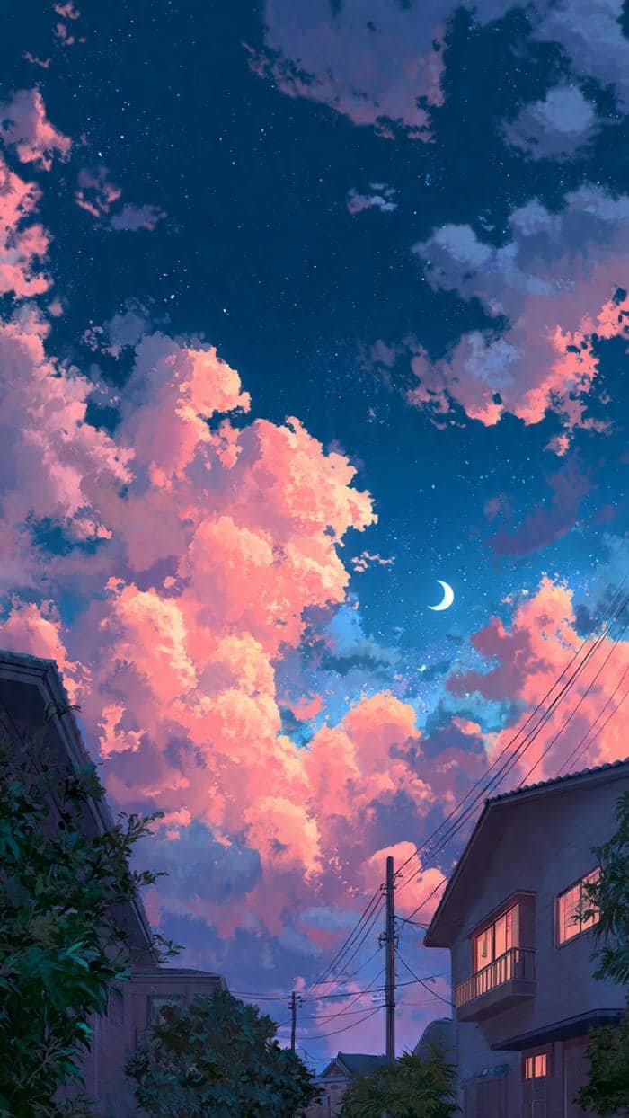 cảnh anime bầu trời nhiều màu