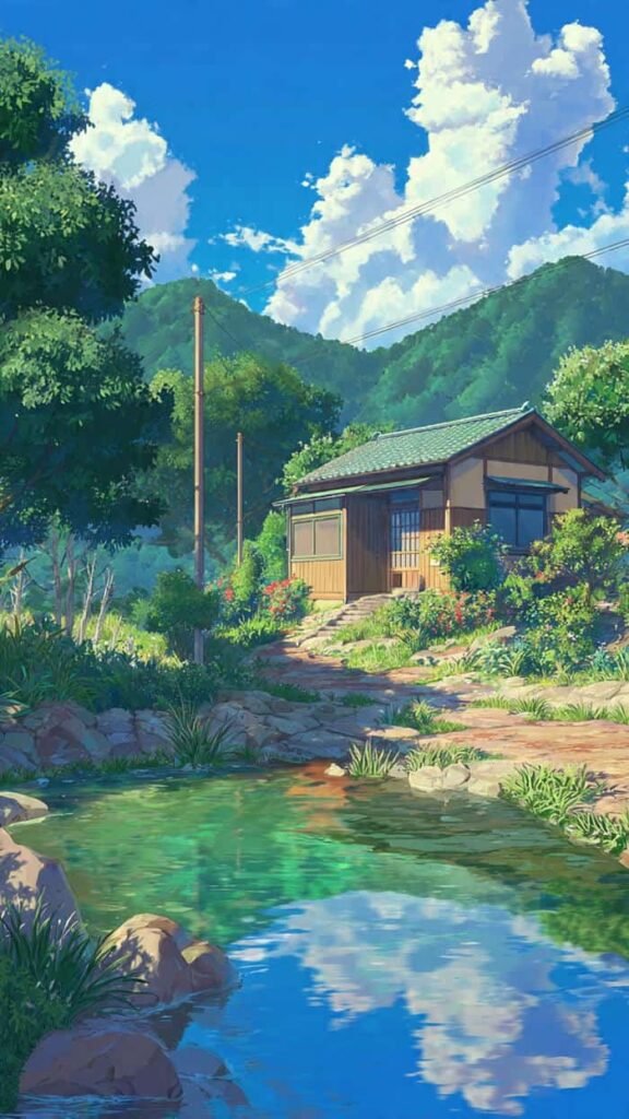 cảnh anime làng cổ