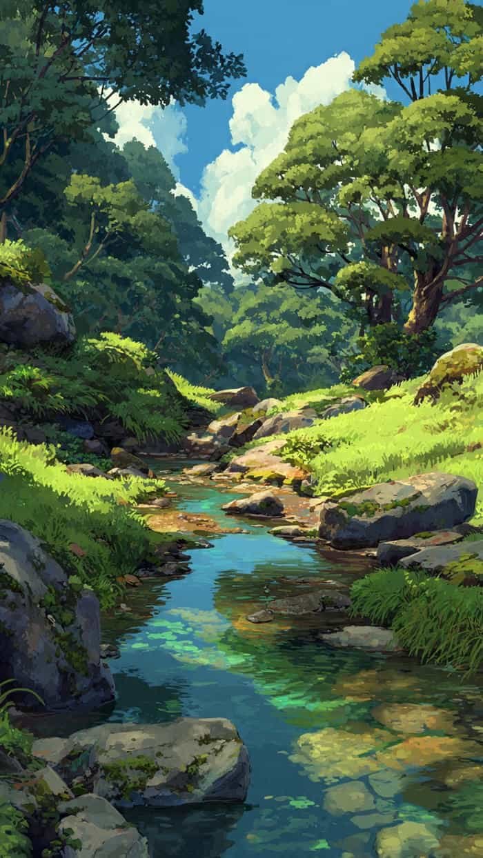 cảnh anime thiên nhiên êm dịu