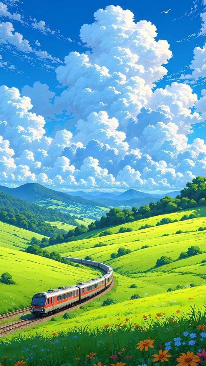 cảnh bầu trời anime nhẹ nhàng