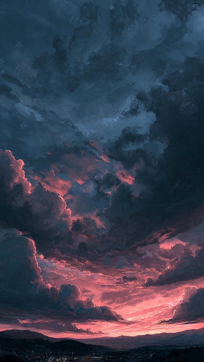 cảnh bầu trời anime trời âm u