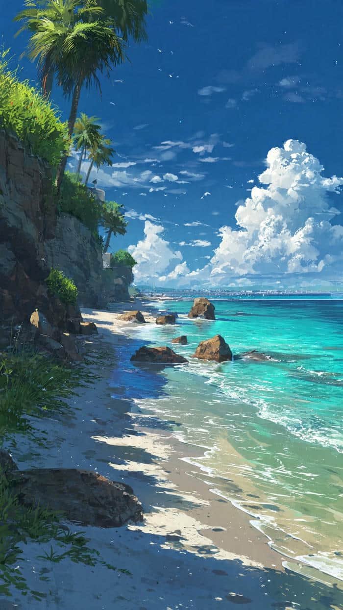 cảnh biển anime yên bình