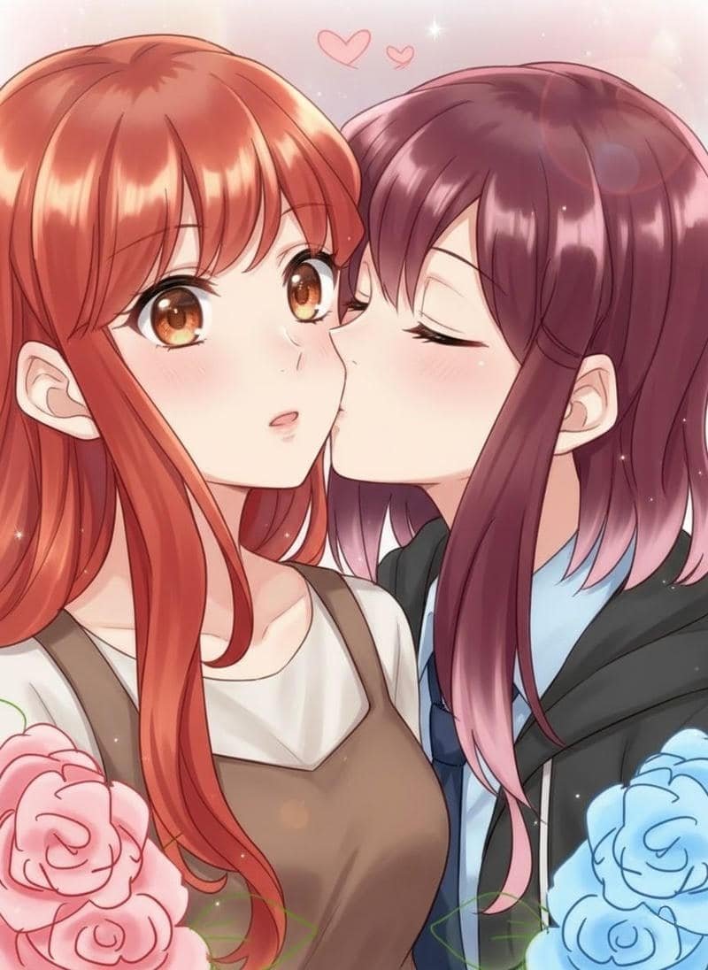 cảnh hôn nhẹ anime nữ