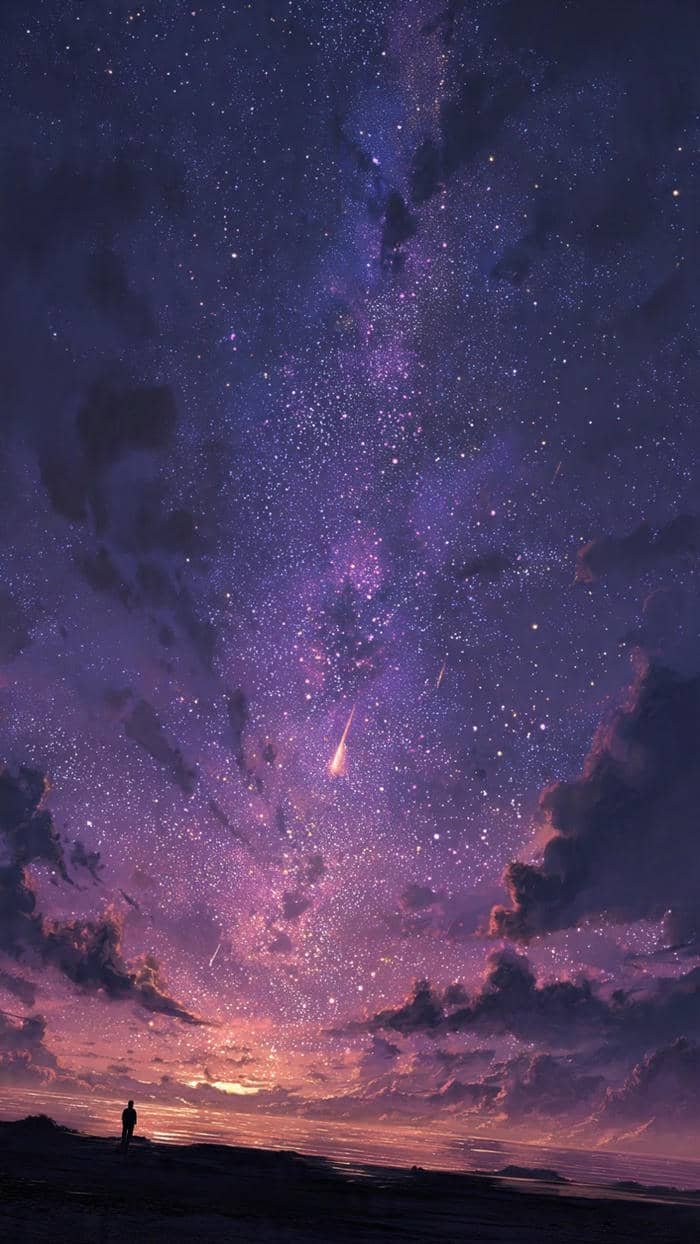 hình anime bầu trời đêm