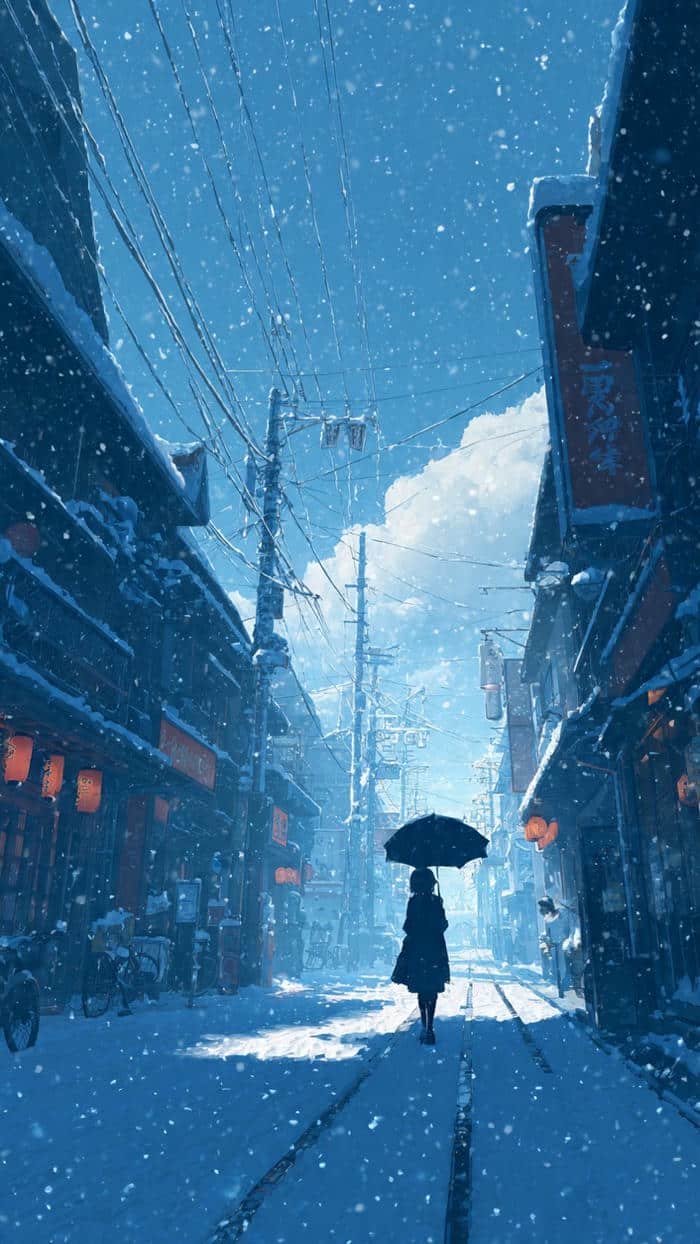 hình anime cô gái dưới tuyết