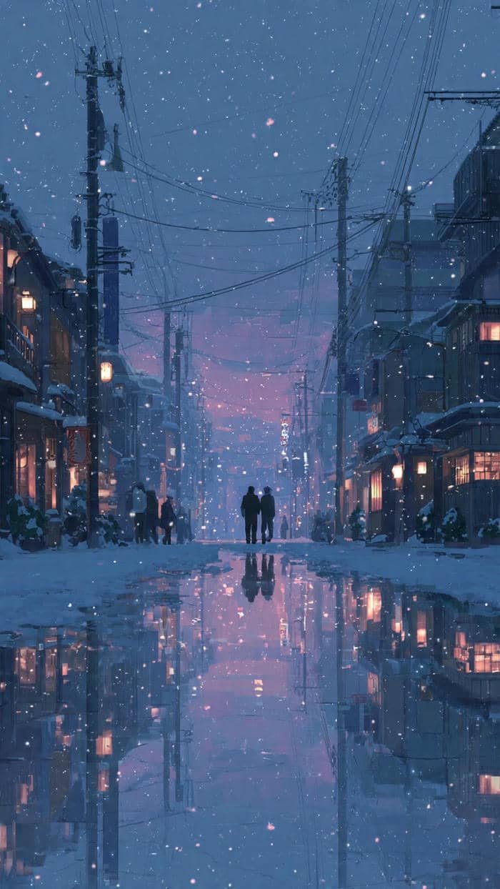hình anime tuyết rơi lãng mạn
