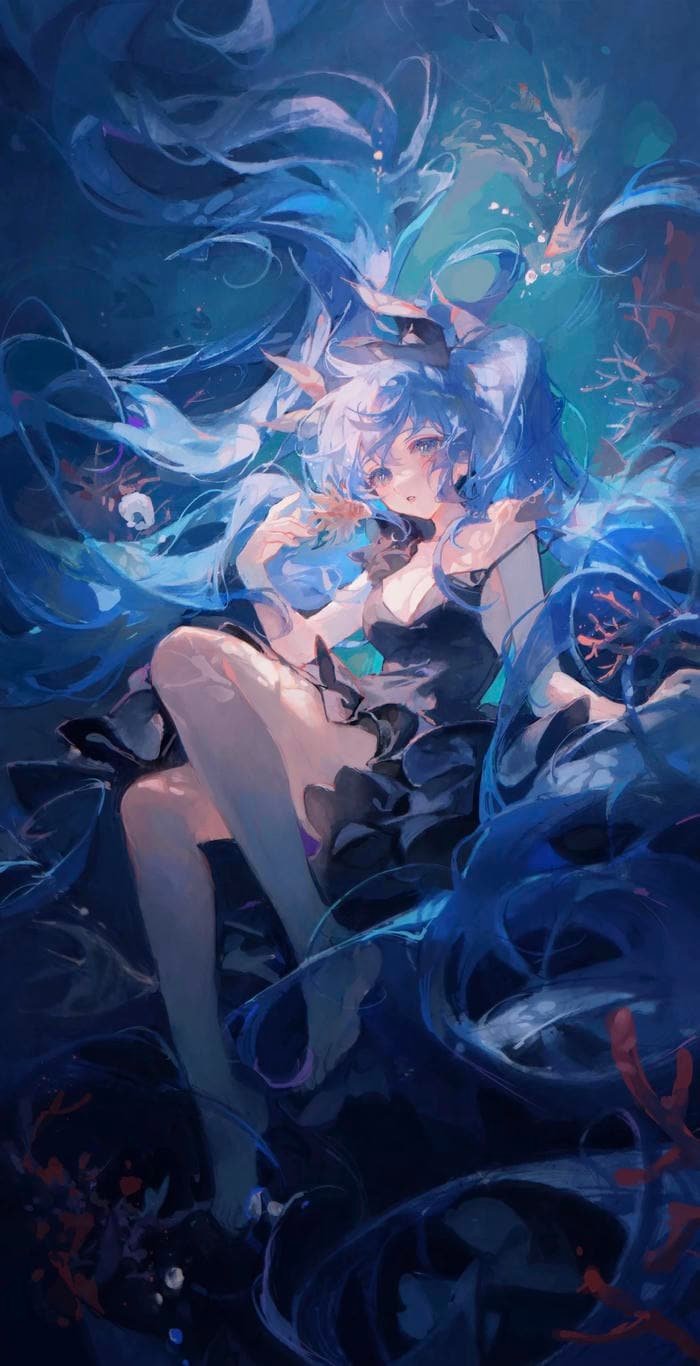 hình anime xanh dương ấn tượng