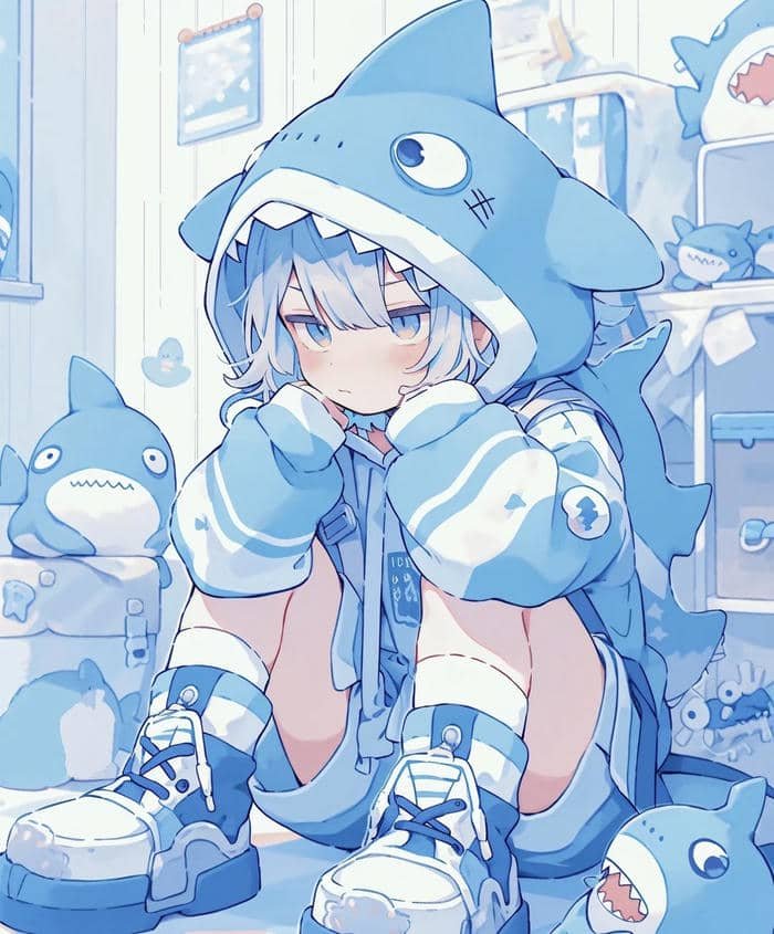 hình cá mập anime đáng yêu
