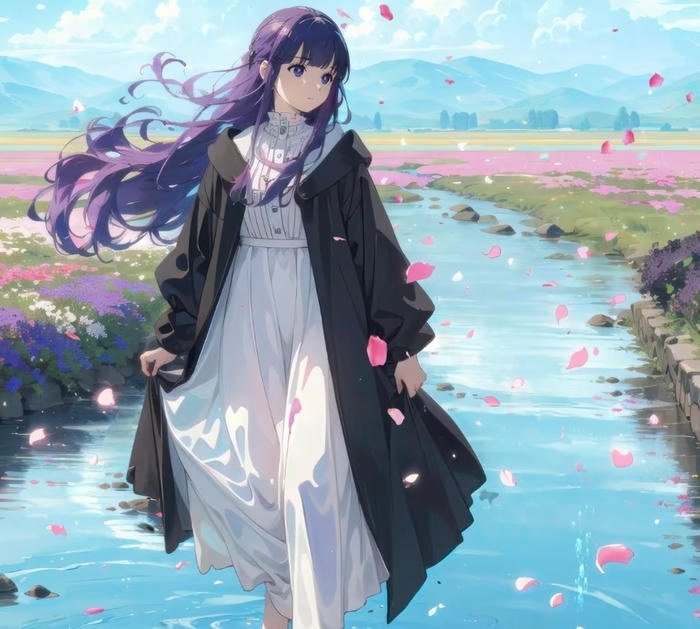 hình fern tóc tím dài