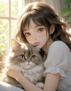 hình mèo anime nghệ thuật