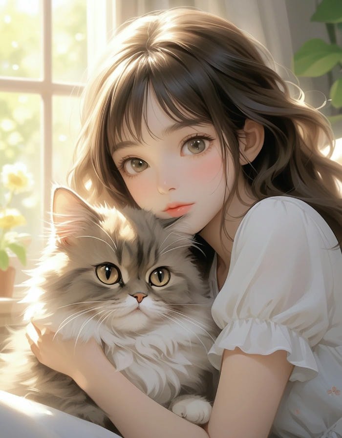 hình mèo anime nghệ thuật