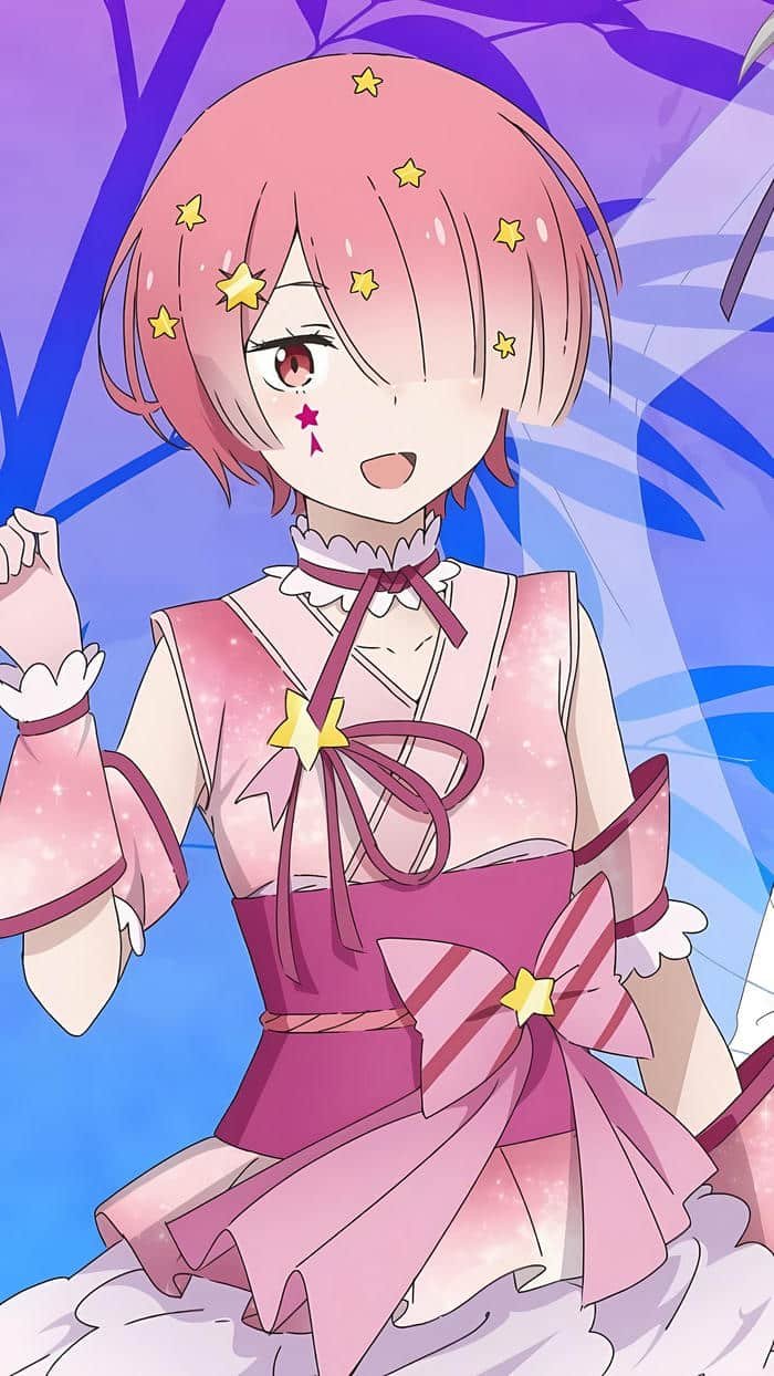 hình ram re zero tóc hồng ngắn