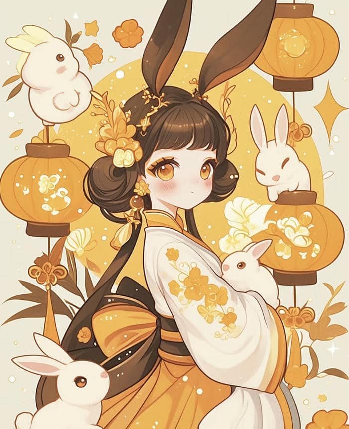 hình thỏ anime dễ thương