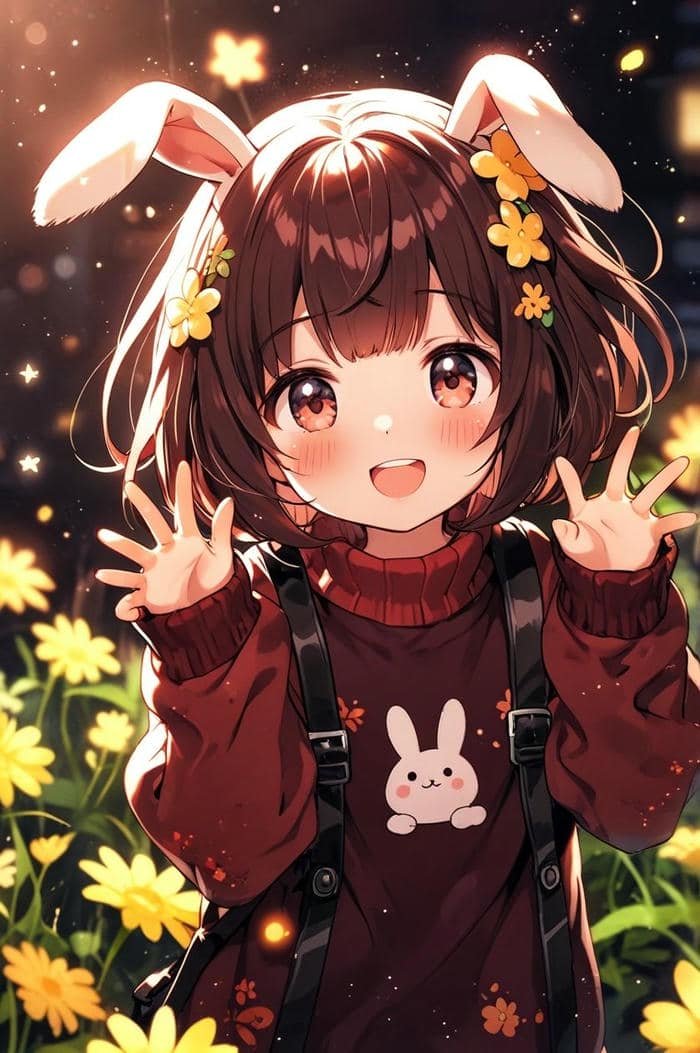 hình thỏ anime nghệ thuật