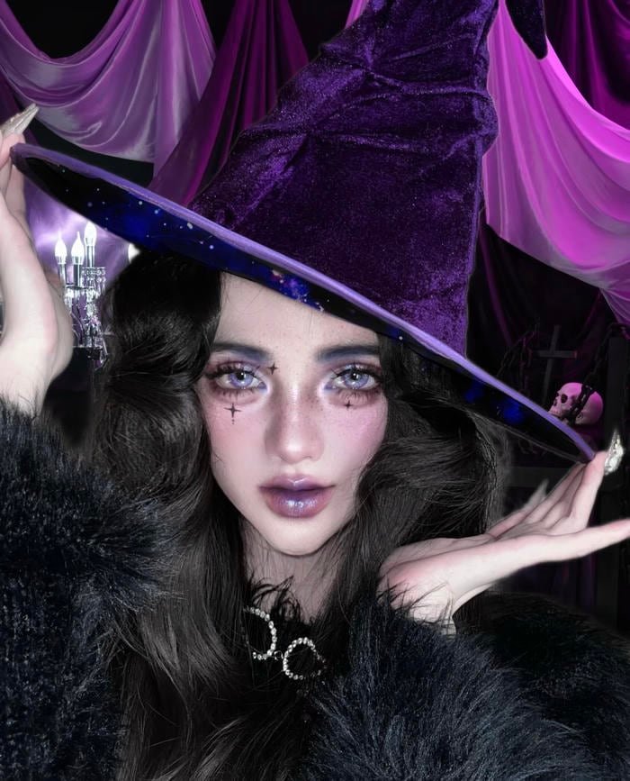 khuôn mặt hóa trang phù thủy tạo điểm nhấn cosplay