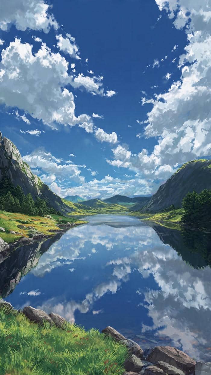 phong cảnh anime màu pastel