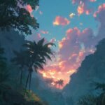 thiên nhiên anime mùa xuân