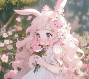thỏ anime màu hồng