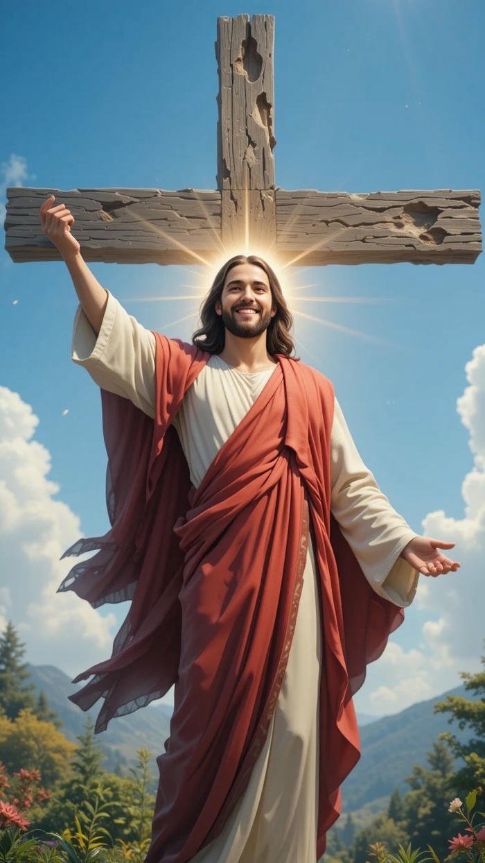 Ảnh chúa giêsu 3d chăn cừu giữa đồng cỏ thiên nhiên